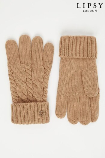 Lipsy Camel Cosy Cable Gloves (Q40519) | £12
