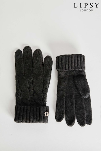 Lipsy Black tour Cable Gloves (Q40524) | £12