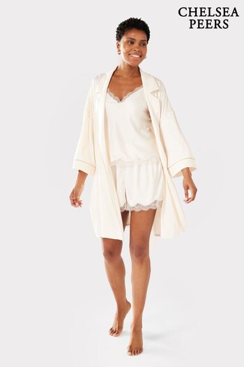 Chelsea Peers Ivory Satin Lace Trim Dressing Gown (Q40537) | £45