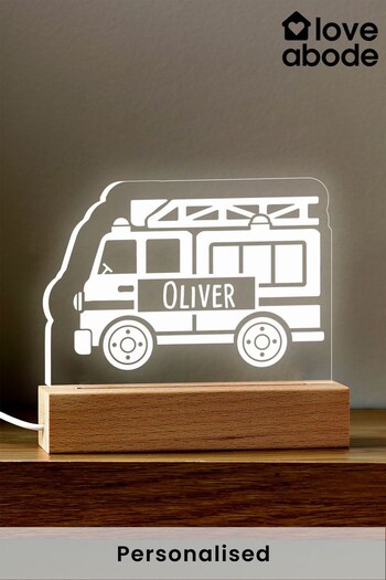 Personalised Fire Engine LED Night Light by Loveabode (Q40592) | £22