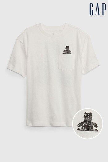 Gap White Brannan Bear Graphic Short Sleeve Pocket T-Shirt (Q40660) | £12