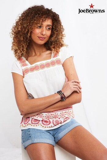 Joe Browns White Multi Beautiful Embroidered Top (Q40691) | £53