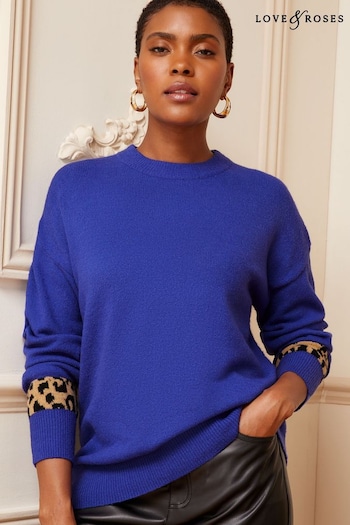 Love & Roses Cobalt Blue Cosy Knitted Jumper (Q40749) | £39