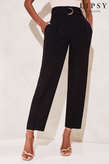 Lipsy Black Tapered Belted Smart Trousers (Q40761) | £40