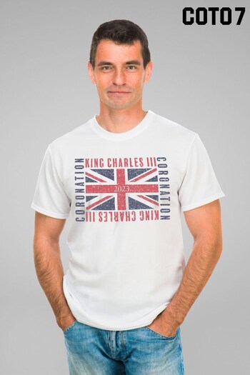 Coto7 White King Charles III Coronation Flag 2023 Men's T-Shirt (Q40836) | £4.50