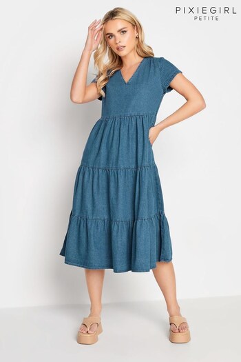 PixieGirl Petite Blue Mini Tiered Dress (Q40880) | £43