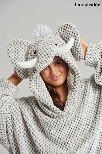 Loungeable Grey Elephant Luxury Fleece Snuggle Hoodie (Q40964) | £38
