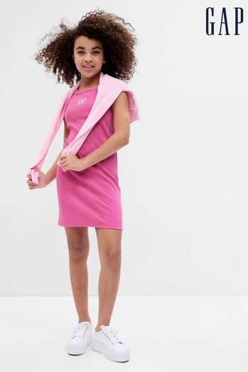 Gap Pink Barbie Arch Logo Rib Tank Dress - Kids (Q41089) | £25