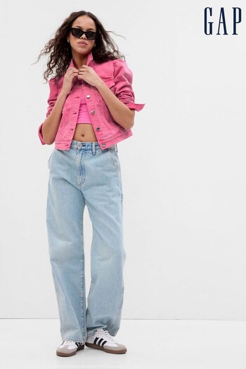 Gap Pink Barbie Adult Puff Sleeve Icon Denim Jacket (Q41174) | £75