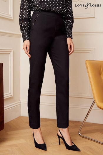 Love & Roses Black Scalloped Slim Leg Tailored Trousers (Q41313) | £40