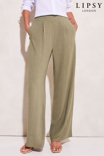 Lipsy Khaki Green Wide Leg Tailored Trousers (Q41318) | £34