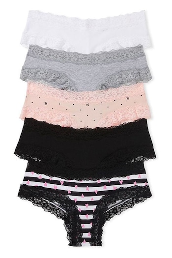 Victoria's Secret Black/Pink/Grey/White Cotton Knickers Multipack (Q41514) | £25