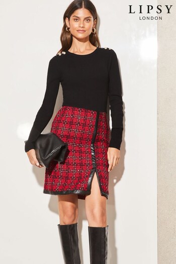 Lipsy Red 2 in 1 High Neck Long Sleeve Knitted Dress (Q41541) | £62