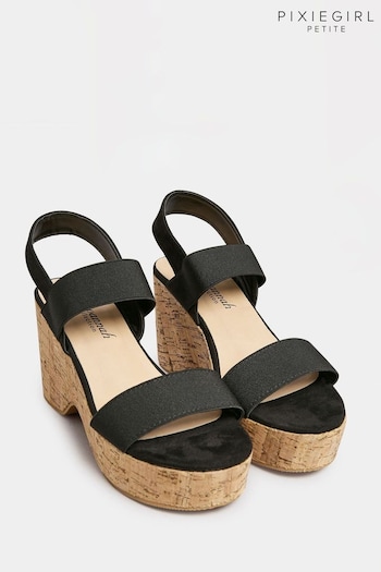 PixieGirl Petite Black Cork Platform Sandals (Q41621) | £38