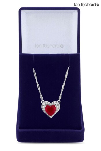 Jon Richard Silver Cubic Zirconia Heart Necklace - Gift Boxed (Q41732) | £35