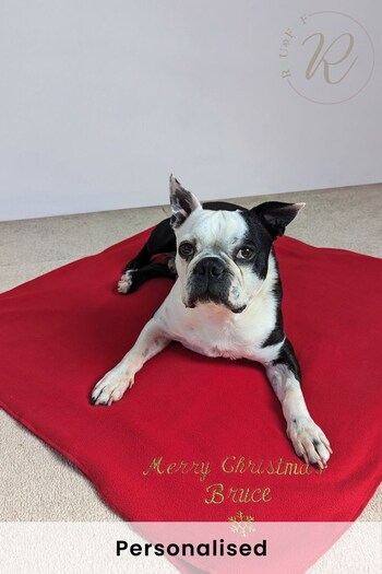 RUFF Red Personalised Jingle Paws Travel Blanket by Ruff (Q41865) | £35