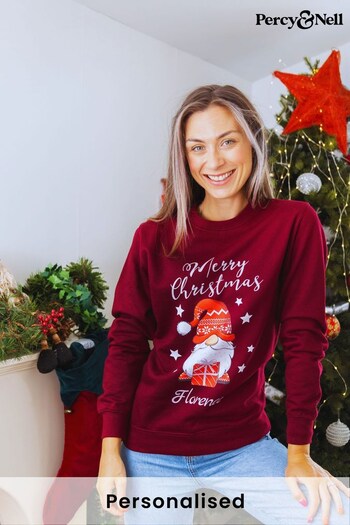 Personalised Christmas Gnome Sweatshirt for Ladies by Percy & Nell (Q42055) | £30
