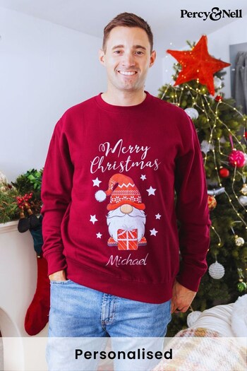 Personalised Christmas Gnome Sweatshirt for Men by Percy & Nell (Q42056) | £30