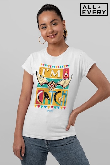 All + Every White Harry Potter Quidditch Im A Catch Women's T-Shirt (Q42168) | £23