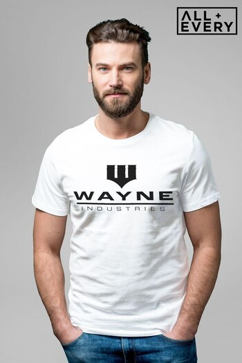All + Every White Batman Wayne Industries Logo Men's T-Shirt (Q42200) | £23