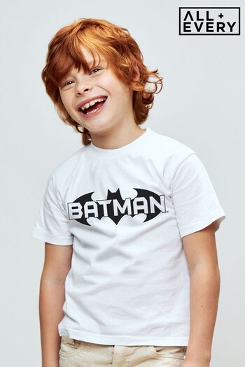 All + Every White Batman Bat Symbol Classic Logo Kids T-Shirt (Q42203) | £19
