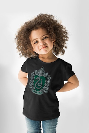 All + Every Black Harry Potter Slytherin Serpent Shield Kids T-Shirt (Q42210) | £19
