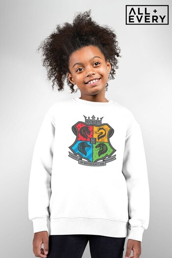 All + Every White Harry Potter Hogwarts School Of Witchcraft And Wizardry Mascots Kids Sweatshirt (Q42211) | £26