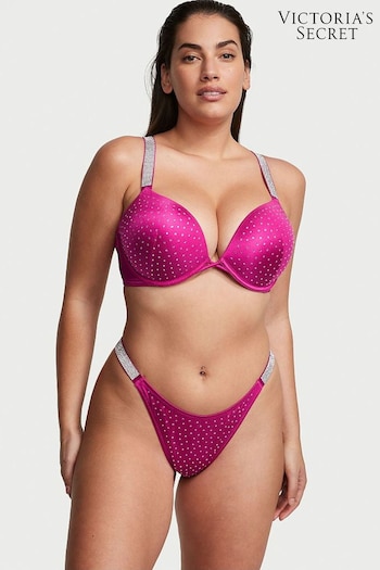 Victoria's Secret Berry Blush Pink Thong Shine Strap Swim Bikini Bottom (Q42244) | £29