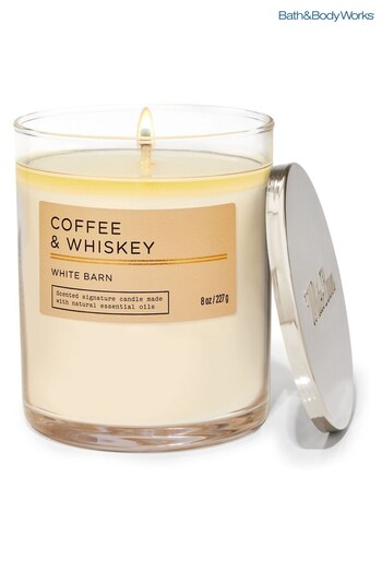 Bath & Body Works Coffee And Whiskey Signature Single Wick Candle 8 oz / 227g (Q42251) | £23.50