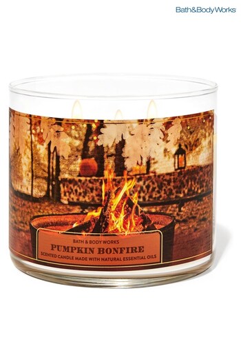 Bath & Body Works Pumpkin Bonfire 3 Wick Candle 14.5 oz / 411 g (Q42265) | £29.50