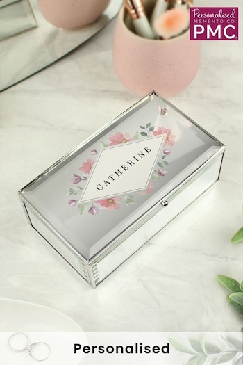 Personalised Floral Mirrored Jewellery Box by PMC (Q42283) | £30