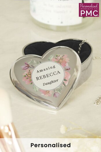 Personalised Floral  Heart Trinket Box by PMC (Q42287) | £15