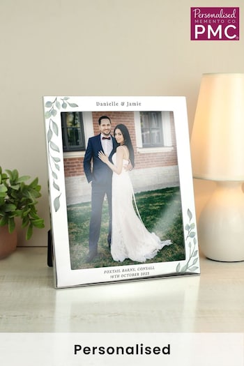 Personalised Botanical 8 x 10 Silver Photo Frame by PMC (Q42288) | £20