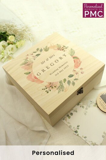 Personalised Floral Wooden Keepsake Box by PMC (Q42289) | £25