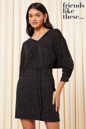 Christmas at Home Black Cosy Soft Touch Tunic Mini Dress (Q42344) | £32