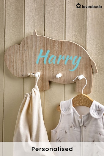Personalised Kids Hippo Coat Peg by Love Abode (Q42391) | £20