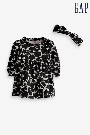 Gap Black Floral Long Sleeve Baby Dress Set (Q42433) | £30