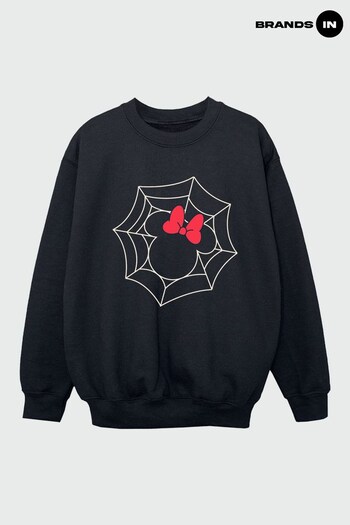 Brands In Black Minnie Mouse Spider Web Girls Black Sweatshirt (Q42453) | £24