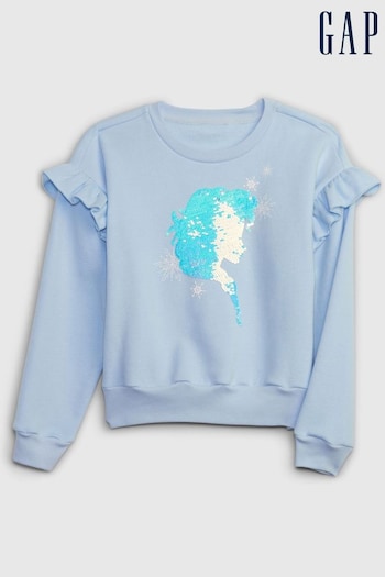 Gap Blue Disney Sequin Graphic Crew Neck Long Sleeve Sweatshirt (Q42470) | £18