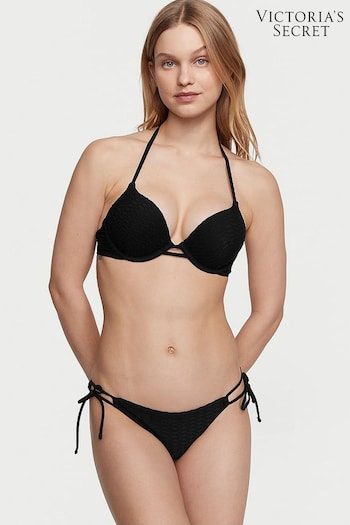 Victoria's Secret Black Fishnet Add 2 Cups Push Up Bikini Top (Q42503) | £35