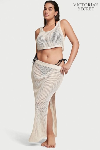 Victoria's Secret Linen Cream Crochet Maxi Skirt (Q42509) | £59