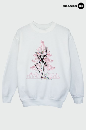 Brands In White Brands In Nightmare Before Christmas Tree Pink Kids White Sweatshirt (Q42599) | £24