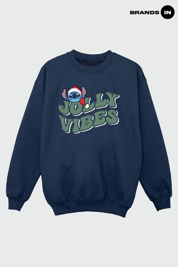 Brands In Navy Lilo & Stitch Jolly Chilling Vibes Girls Navy Sweatshirt (Q42603) | £24