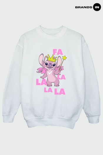 Brands In White Lilo & Stitch Angel Fa La La Girls White Sweatshirt by BrandsIn (Q42609) | £24