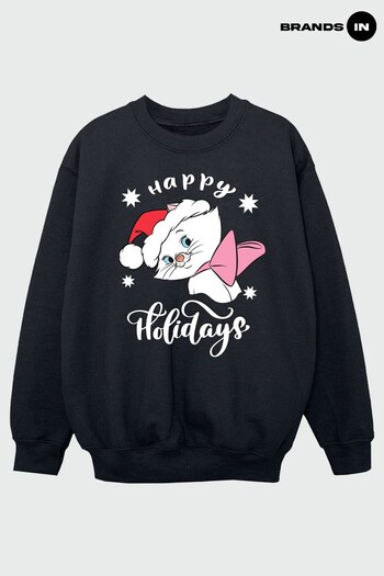 Brands In Black The Aristocats Marie Happy Holidays Girls Black Sweatshirt (Q42613) | £24