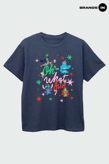 Brands In Navy Brands In Christmas Navy Disney 100 Oh What Fun Girls Navy T-Shirt (Q42614) | £17