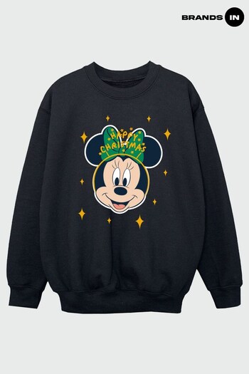 Brands In Black Brands In Minnie Mouse Happy Christmas Kids Black Sweatshirt (Q42616) | £24