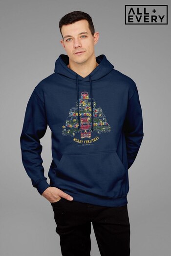 All + Every Navy Volkswagen Camper Christmas Tree Men's Hooded Sweatshirt (Q42747) | £40
