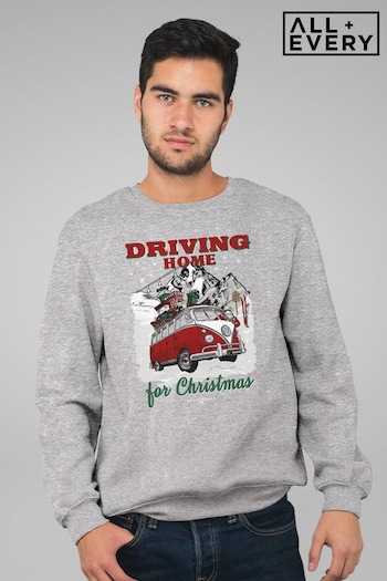All + Every Heather Grey Volkswagen Santa Driving Home For Christmas Men's Sweatshirt by All+Every (Q42750) | £36