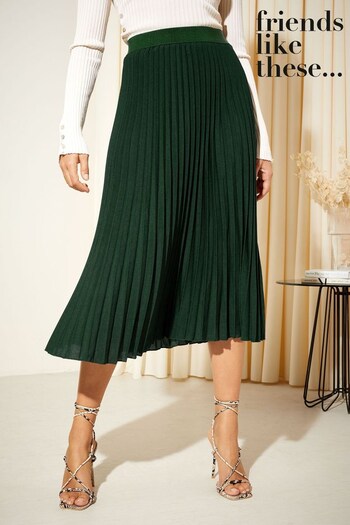 Friends Like These Green Petite Pleat Summer Midi Skirt (Q42852) | £35